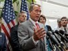 FILE - In this July 10, 2012, file photo, House Speaker John Boehner, R-Ohio, speak to the media at the Capitol in Washington, as Rep. Nan Hayworth, R-NY., House Majority Whip Kevin McCarthy, R-Calif., House Speaker John Boehner, Rep. Cathy McMorris Rodgers, R-Wash., and Rep. Jeb Hensarling, R-Texas, listen. Senate-passed bills to cut farm subsidies and food stamps and overhaul the financially distraught Postal Service have been put on hold by House Republican leaders wary of igniting internal party fights or risking voters' ire three months before the election. (AP Photo/J. Scott Applewhite)