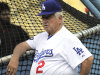 Tom Lasorda stands at the batting cage before the Dodgers' baseball game against the San Francisco Giants, Thursday, Sept. 22, 2011, in Los Angeles. His return is nearly 35 years to the day that he took over as manager of the team. Rookie manager Don Mattingly asked Lasorda to serve as an honorary coach for the team's home finale being played on Lasorda's 84th birthday. (AP Photo/Mark J. Terrill)
