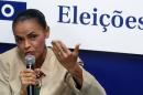 Presidential candidate Marina Silva of Brazilian Socialist Party (PSB) speaks during a news conference at the Art Museum of Rio de Janeiro