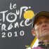 Radioshack team rider Lance Armstrong of the U.S. poses on the podium of the 20th stage of the 97th Tour de France cycling race between Longjumeau and Paris