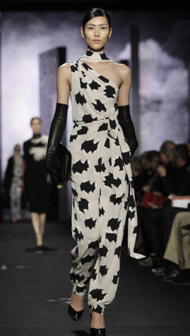 The Diane Von Furstenberg Fall 2012 collection is modeled during Fashion Week in New York, Sunday, Feb. 12, 2012. (AP Photo/Kathy Willens)