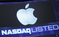 <p>               FILE - In this Tuesday, Aug. 21, 2012, file photo, the Apple logo is shown on a stock ticker at the Nasdaq MarketSite, in New York. Apple is entering the home stretch of what will likely be its best holiday season yet as shoppers snap up iPhones and iPads in record numbers in December 2012. Yet the world's most valuable company has lost its luster among investors, causing Apple's stock price to plunge by more than 20 percent from a peak reached less than three months ago when the latest iPhone went on sale. (AP Photo/Mark Lennihan)