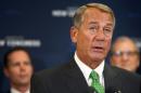 Boehner speaks to reporters at a news conference following a Republican caucus meeting at the U.S. Capitol in Washington in this file photo