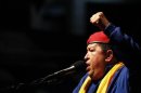 Venezuela's President Hugo Chavez speaks during an election rally in Barcelona