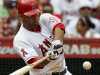 Los Angeles Angels left fielder Vernon Wells hits home run against the Oakland Athletics during the sixth inning of a baseball game in Anaheim, Calif., Sunday, Sept. 25, 2011. (AP Photo/Chris Carlson)