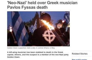 BBC: Νεο-ναζί κρατείται για το θάνατο του Παύλου Φύσσα
