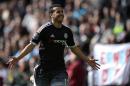 Chelsea's midfielder Pedro celebrates after scoring a goal during the English Premier League football match between Aston Villa and Chelsea at Villa Park in Birmingham, England on April 2, 2016