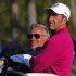 Team Europe captain Olazabal watches play in the sixth hole with vice captain Clarke during the morning foursomes round at the 39th Ryder Cup golf matches at the Medinah Country Club