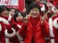 South Korea's ruling Saenuri Party's presidential candidate Park Geun-Hye dances with election campaigners of the party during her campaign in Seoul