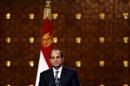 Egypt's President Sisi speaks during a news conference with Greek President Pavlopoulos in Cairo