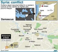 A map showing latest flashpoints in Syrian conflict. Syrian forces backed by helicopter gunships and tanks launched a deadly assault on parts of Damascus on Wednesday, activists said, as the regime battles to stamp out rebel resistance in the capital