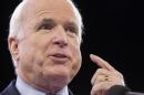 US Senator John McCain, delivers remarks during the morning general session of the American Israeli Political Action Committee (AIPAC) Conference in Washington, March 3, 2014