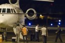 Bolivia's President Evo Morales prepares to board the presidential plane at Fortaleza airport