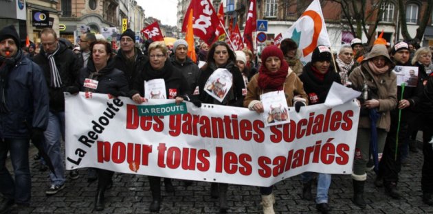 Manifestation des salariés de La Redoute à Lille, mardi 28 janvier