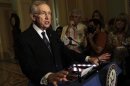 U.S. Senate Majority Leader Harry Reid (D-NV) speaks to the media about an immigration reform on Capitol Hill in Washington