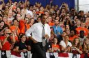 U.S. President Barack Obama walks out to speak at Charlottesville nTelos Wireless Pavillion in Virginia