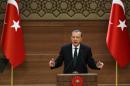 Turkish President Recep Tayyip Erdogan addresses a meeting at the presidential palace in Ankara, August 12, 2015