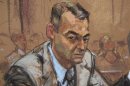 Courtroom sketch of former UBS AG banker Ghavami during sentencing in U.S. Federal court