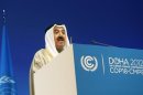 Kuwait's Emir Sheikh Sabah al-Ahmad al-Sabah talks during UNFCCC in Doha