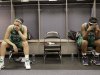 Notre Dame guard Kayla McBride (23) and Notre Dame forward Markisha Wright (34) sit in the locker room after the NCAA Women's Final Four college basketball championship game against Baylor in Denver, Tuesday, April 3, 2012.  Baylor won the championship 80-61.(AP Photo/Julie Jacobson)