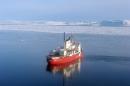 The CCGS Amundsen reasearch ice breaker navigates near Devon Island in the Canadian High Arctic on September 27, 2015