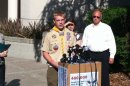 Handout of Andresen speaking to the media following his petition delivery to the Boy Scouts of America