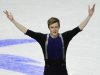 Jeremy Abbott salutes the crowd after finishing his routine in the men's short program event at the U.S. Figure Skating Championships in San Jose, Calif., Friday, Jan. 27, 2012. (AP Photo/Marcio Jose Sanchez)