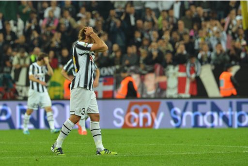 Juventus' Alessandro Matri reacts during the match