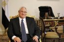 Egypt's interim President Adli Mansour attends a meeting with U.S. Deputy Secretary of State William Burns at El-Thadiya presidential palace in Cairo
