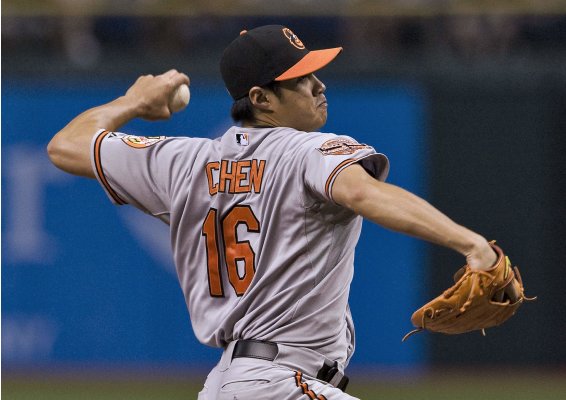 Baltimore Orioles Chen pitches against the Tampa Bay Rays during a MLB game in St. Petersburg