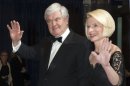 Gingrich and his wife arrive on the red carpet for the annual White House Correspondents' Association Dinner at the Washington Hilton in Washington