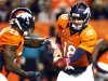 Denver Broncos running back Willis McGahee takes a handoff from Denver quarterback Peyton Manning against the New Orleans Saints in the first quarter of their NFL football game in Denver