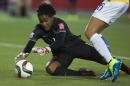 Brazil keeper Luciana makes a save against Costa Rica during the second half of a FIFA Women's World Cup soccer game in Moncton, New Brunswick, Canada, on Wednesday, June 17, 2015. (Andrew Vaughan/The Canadian Press via AP)