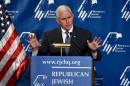 Indiana Gov. Mike Pence speaks during the Republican Jewish Coalition Spring Leadership Meeting in Las Vegas, Nevada