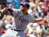 Tampa Bay Rays' David Price pitches in the first inning of a baseball game against the Boston Red Sox in Boston, Wednesday, Aug. 17, 2011. (AP Photo/Michael Dwyer)