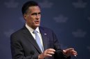 Republican presidential candidate, former Massachusetts Gov. Mitt Romney speaks at the American Legion's national convention in Indianapolis, Wednesday, Aug. 29, 2012. (AP Photo/Michael Conroy)
