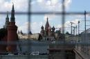 View shows Kremlin towers and St. Basil's Cathedral in central Moscow