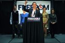 Rick Santorum addresses supporters during an Illinois primary night event