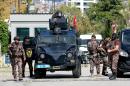 Police special forces patrol a street in Ankara, the Turkish capital