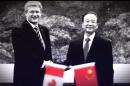 Canada's Harper is greeted by China's Wen in a video commercial provided by the NextGen Climate Action campaign against the Keystone XL oil pipeline
