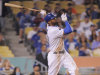Los Angeles Dodgers' Matt Kemp hits a two run home run during the eighth inning of their baseball game against the San Francisco Giants, Thursday, Sept. 22, 2011, in Los Angeles. (AP Photo/Mark J. Terrill)