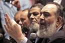 Hazem Salah Abu Ismail, a Salafist leader and presidential candidate, speaks during a campaign rally at Cairo University
