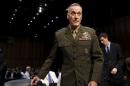 Marine Corps Gen. Dunford arrives at the Senate Armed Services committee nomination hearing to be chairman of the Joint Chiefs of Staff on Capitol Hill in Washington