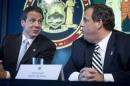 Governors of New Jersey Chris Christie (R) and of New York Andrew Cuomo speak during a news conference about New York's first case of Ebola, in New York