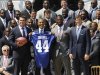 U.S. President Obama honors the New York Giants NFL team, winners of Super Bowl XLVI, in Washington