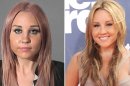 Amanda Bynes in her booking photo, April 6, 2012 (left), and at the MTV Movie Awards on June 5, 2011 (right) -- Getty Images