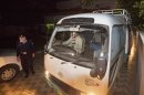 A vehicle carrying the family members of Osama Bin Laden leave for the airport from a house in Islamabad