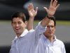 Republican vice presidential candidate Rep. Paul Ryan, R-Wis. and House Majority Leader Eric Cantor of Va. waves to the crowd during a rally at the airport in Richmond, Va., Friday, Aug. 31, 2012.  ( AP Photo/Steve Helber)