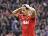 Manchester United's Ferdinand reacts after a missed opportunity during their English Premier League soccer match against Everton in Manchester