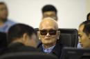 Former Khmer Rouge leader ''Brother Number Two'' Nuon Chea sits at the ECCC as his verdict is delivered on the outskirts of Phnom Penh